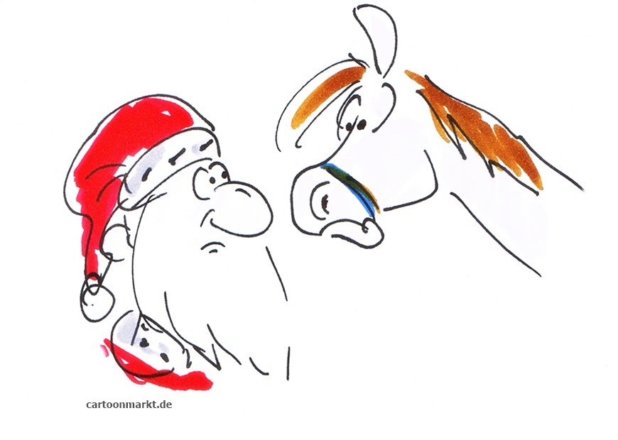 weihnachtsmann und pony